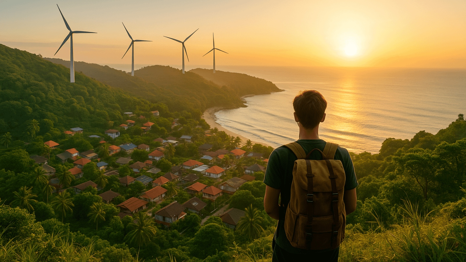 A coastal vista with protected dunes, bike paths, and electric ferries — a portrait of sustainable tourism’s future.