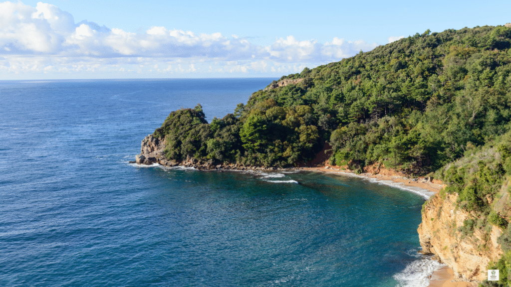 View of the Adriatic Sea from the Balkan Mountains with coastline stretching into the distance