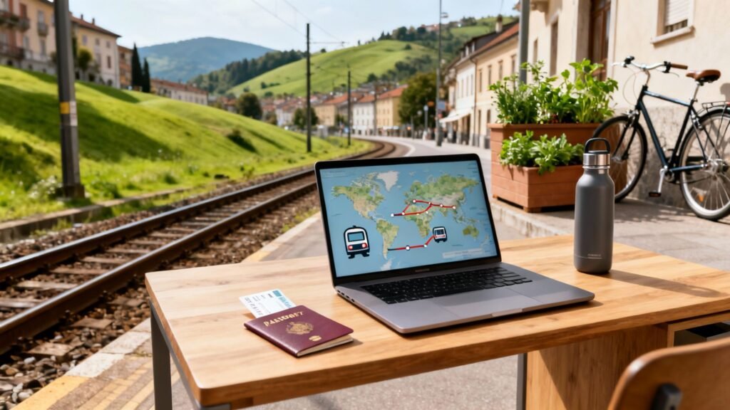 best-countries-for-remote-workers-laptop-passport-train-tracks