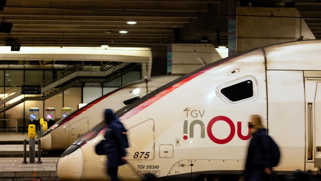 Travelers pass by TGV trains at a bustling Paris railway station. Photo by Rohit Verma via Pexels.
