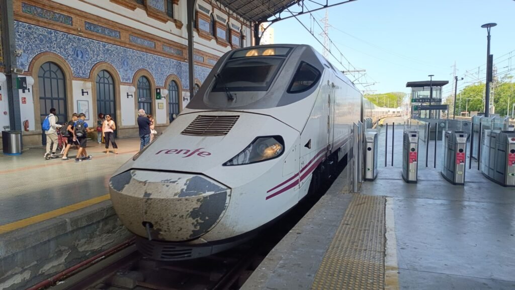 Modern train at Jerez de la Frontera railway station, Spain. Photo by Antonio Garcia Prats via Pexels.